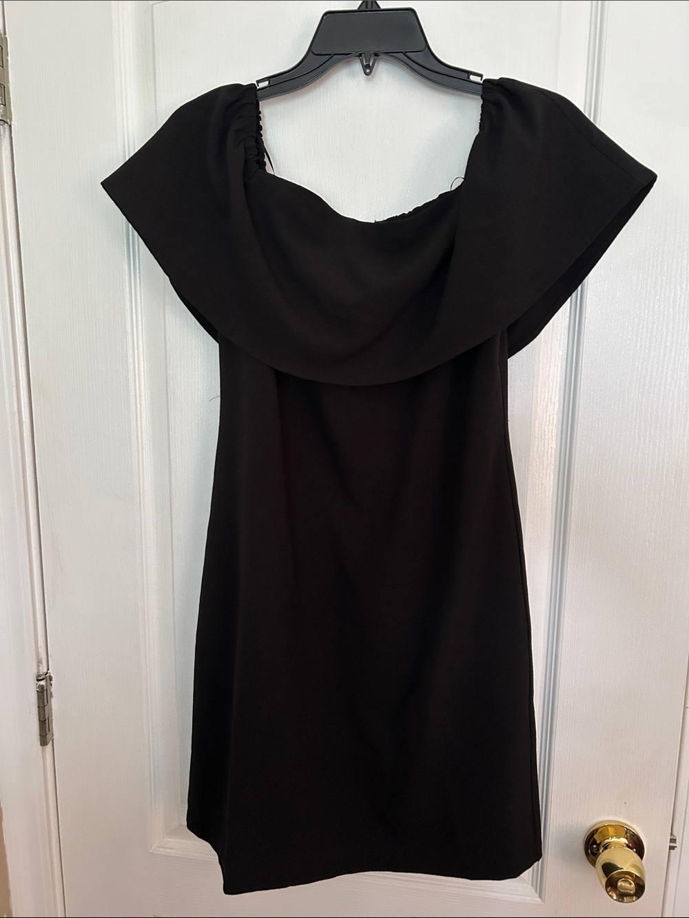 Charles Henry Black Off-Shoulder Mini Dress with Draped Collar. 17 PTP‎